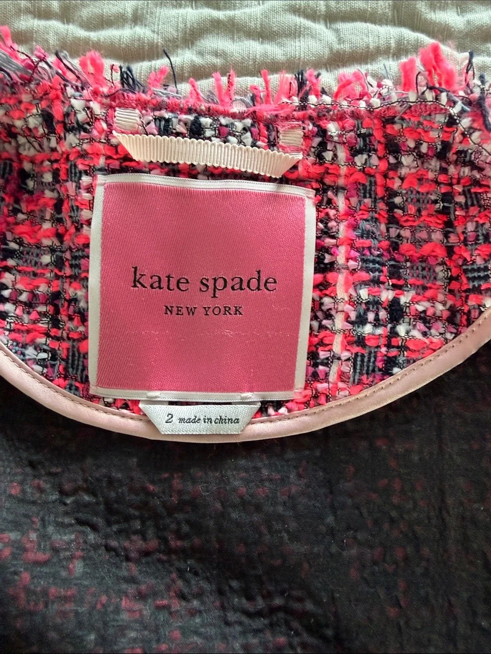 Kate Spade Pink Tweed Coat